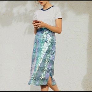 Blue Sequin Maeve Skirt from Anthropologie